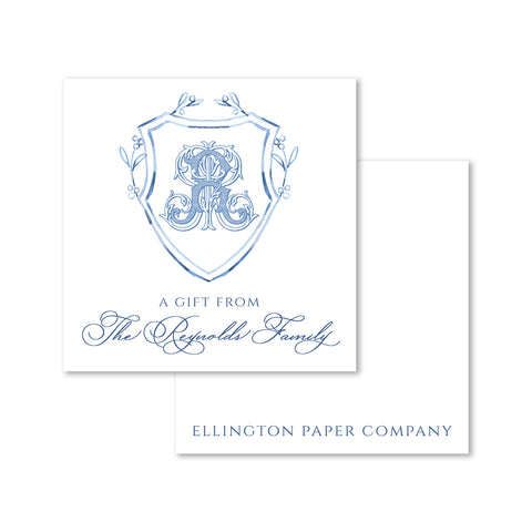 Blue Crest with Monogram Enclosure Cards and Stickers