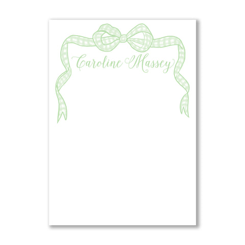Gingham Bow Notepad, Green
