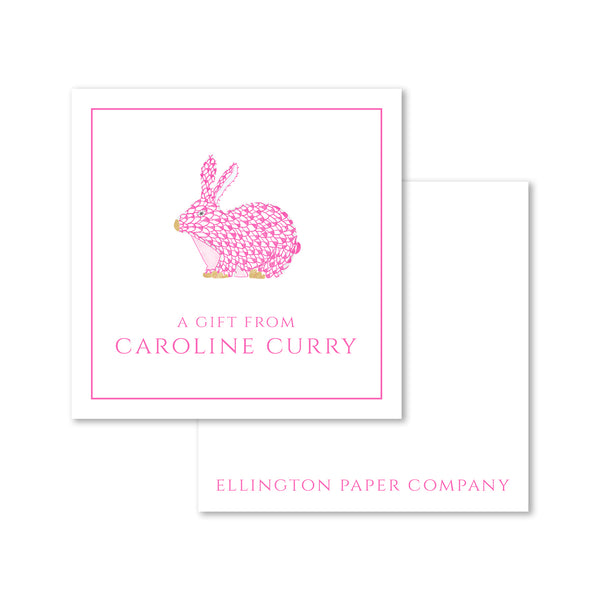 Fishscale Pattern Raspberry Bunny Enclosure Cards and Stickers