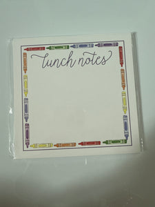 Lunch Notes 5.5x5.5 Notepad, Crayons Script