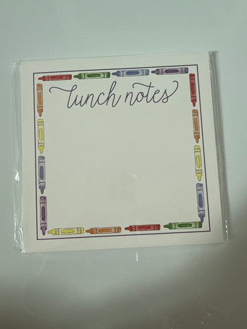 Lunch Notes 5.5x5.5 Notepad, Crayons Script