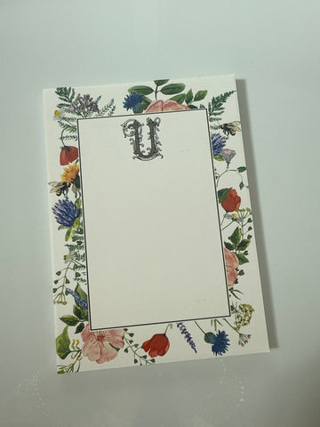 U with Floral Frame 5x7 Notepad