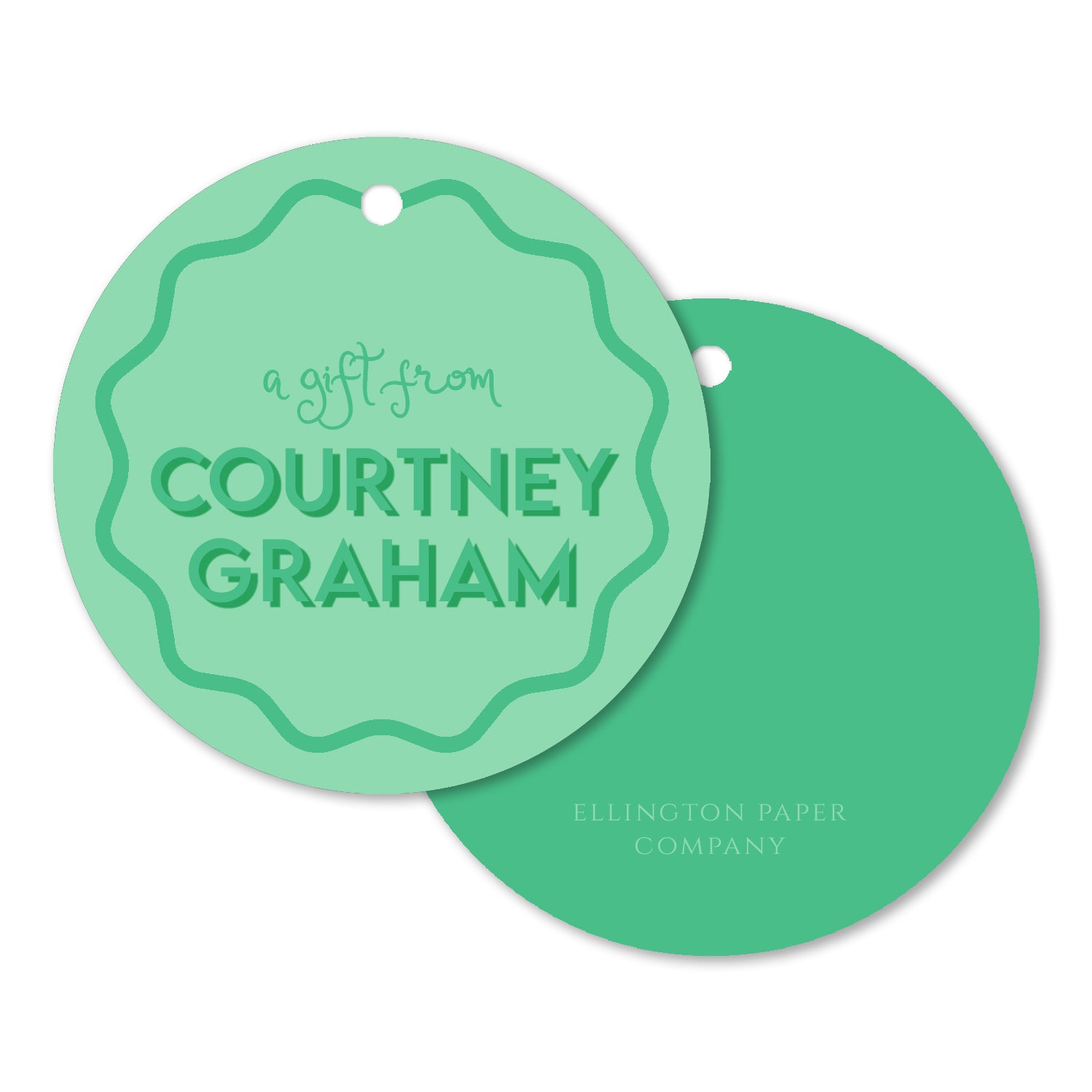 Green Two-Tone Circle Gift Tags and Stickers, Block