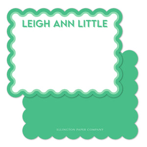 Green Scallop Edge Flat Notecards, Block