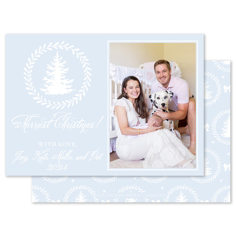 Blue Christmas Holiday Photo Card