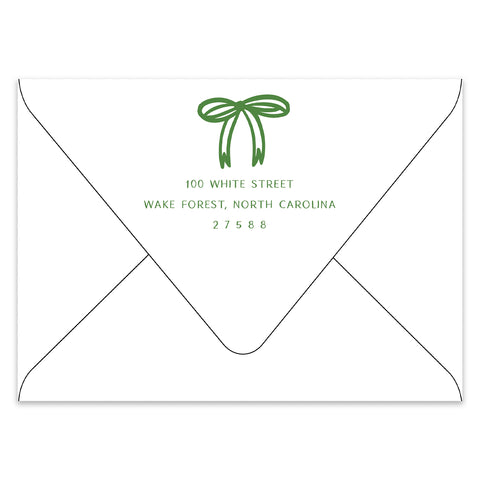 Bow Frame Holiday Photo Card Address Printing Add-On, Green