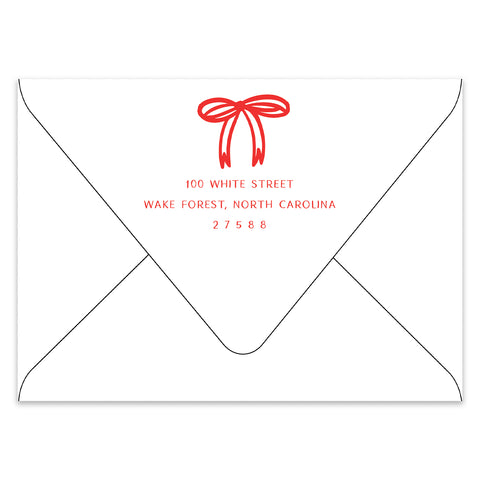Bow Frame Holiday Photo Card Address Printing Add-On, Red