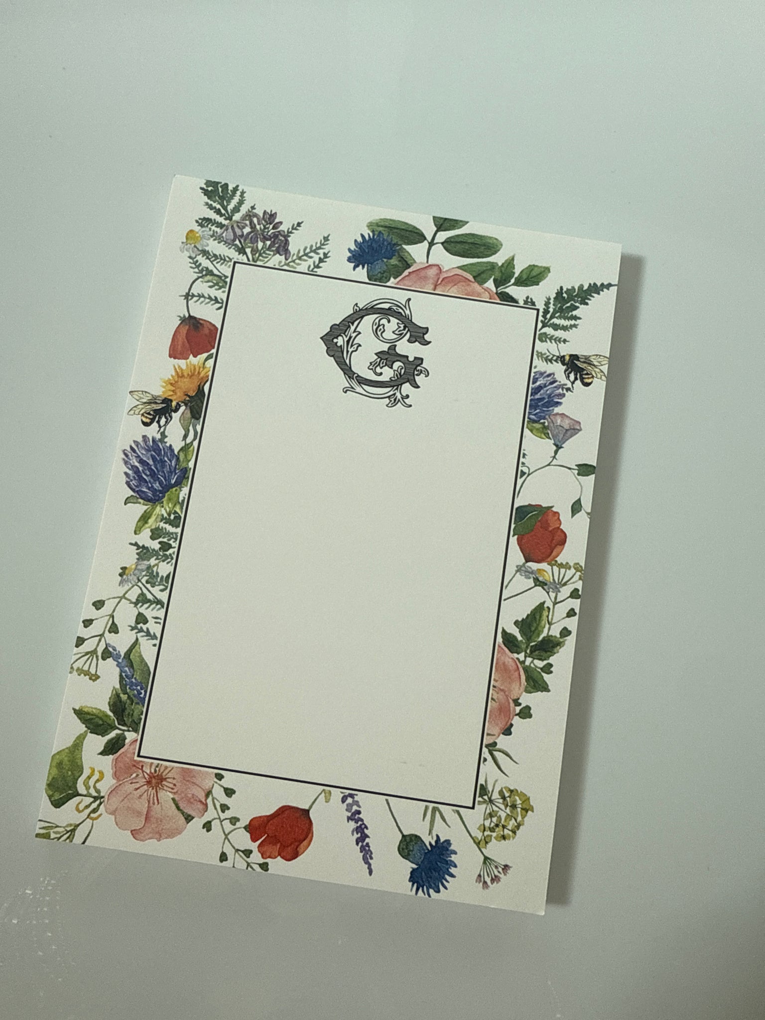 G with Floral Frame 5x7 Notepad