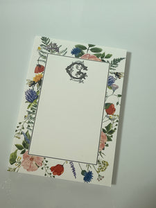 G with Floral Frame 5x7 Notepad