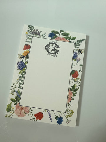 G with Floral Frame 5x7 Notepad