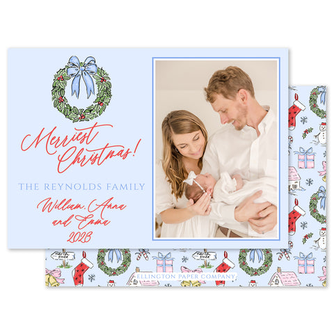 Christmas Cheer Holiday Photo Card, Blue