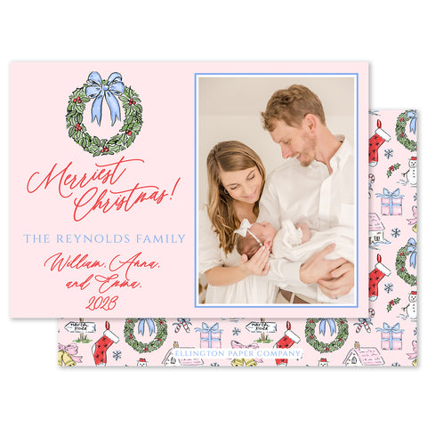 Christmas Cheer Holiday Photo Card, Pink