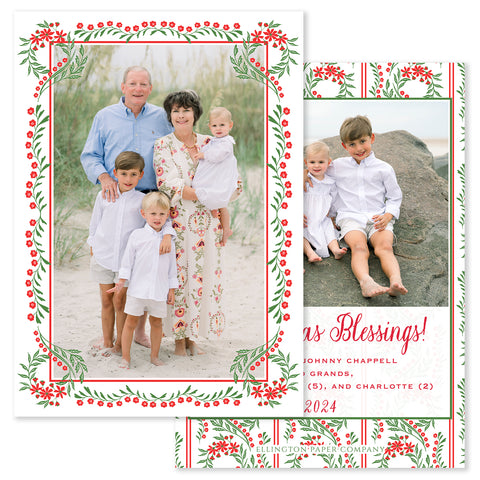 Christmas Chintz Vertical Holiday Photo Card