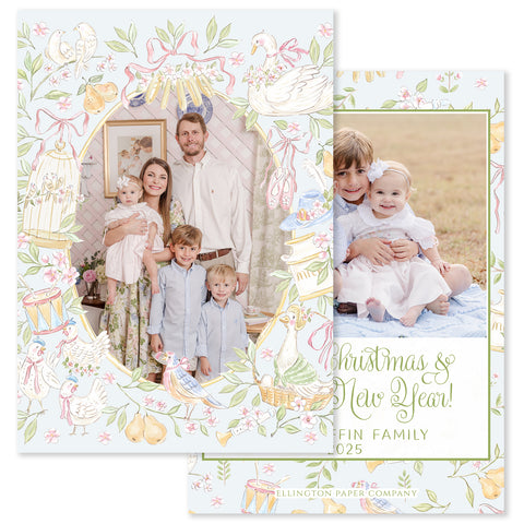 Christmas Countdown Vertical Holiday Photo Card, Blue