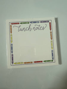 Lunch Notes 5.5x5.5 Notepad, Crayons Script - 100 Sheets