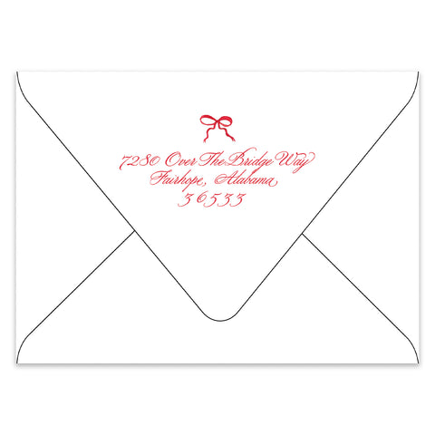 Festive Bows Holiday Photo Card Address Printing Add-On