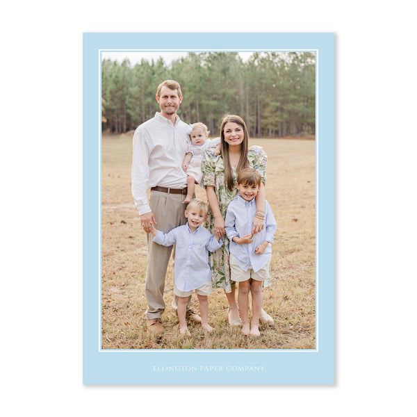 Festive Bow Vertical Holiday Photo Card, Blue