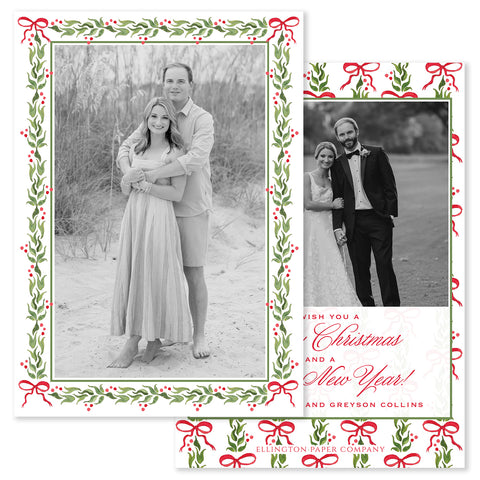 Festive Bows Vertical Holiday Photo Card