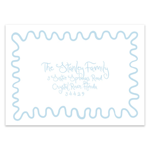 Funky Frame Vertical Holiday Photo Card, Blue Address Printing Add-On