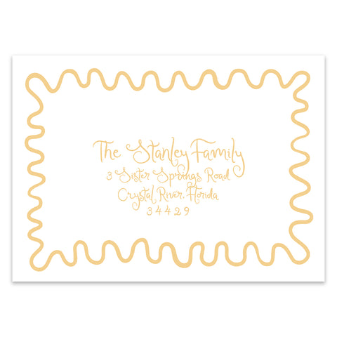 Funky Frame Vertical Holiday Photo Card, Gold Address Printing Add-On