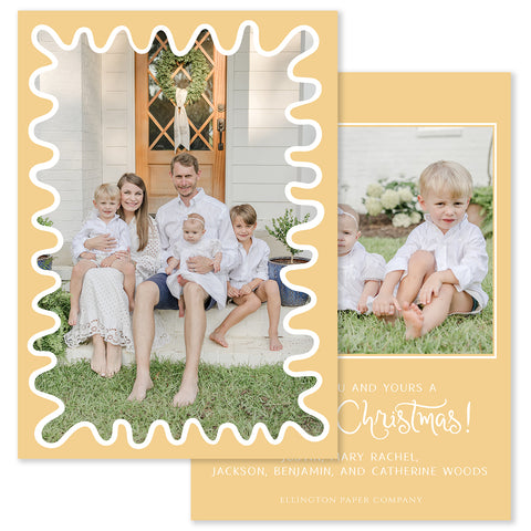 Funky Frame Vertical Holiday Photo Card, Gold