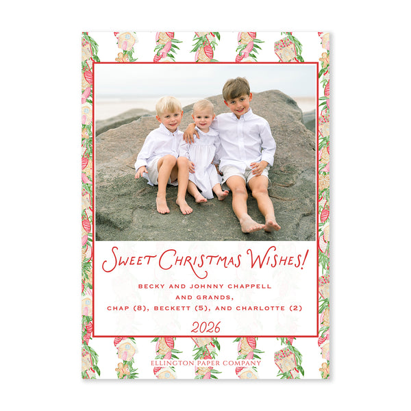 Gingerbread Dreams Vertical Holiday Photo Card