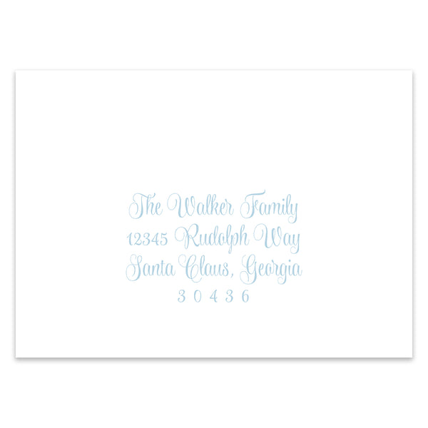 Merry Little Christmas Crest Holiday Photo Card Address Printing Add-On, Blue