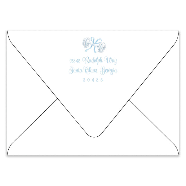 Merry Little Christmas Crest Holiday Photo Card Address Printing Add-On, Blue