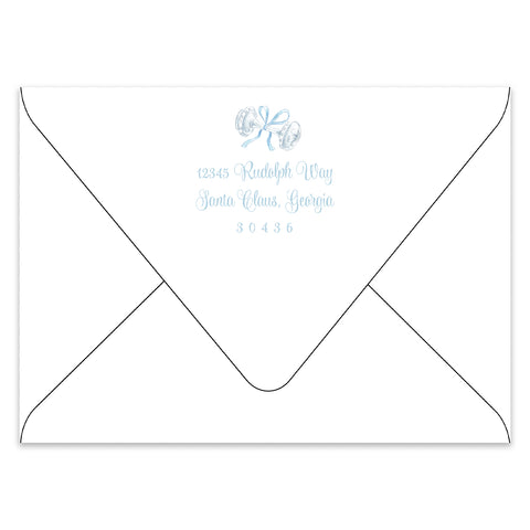 Merry Little Christmas Crest Holiday Photo Card Address Printing Add-On, Blue