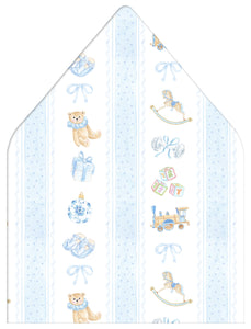 Merry Little Christmas Crest Holiday Photo Card Envelope Liner Add-On, Blue