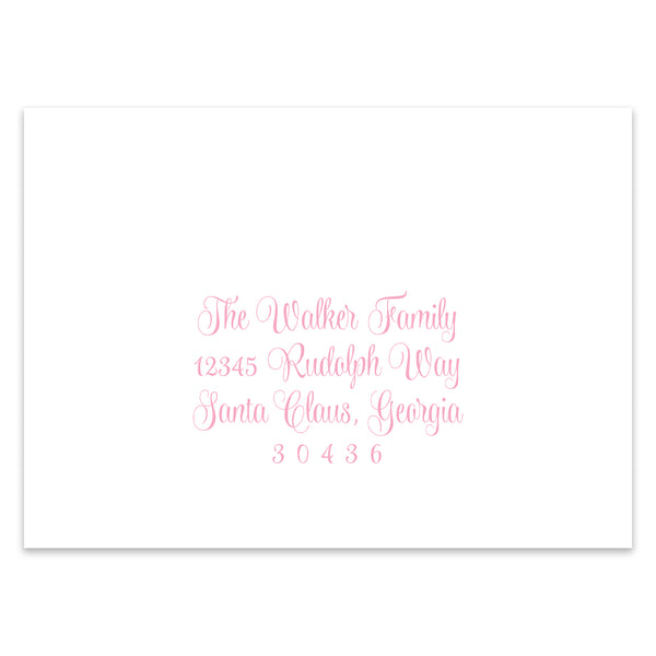 Merry Little Christmas Crest Holiday Photo Card Address Printing Add-On, Pink