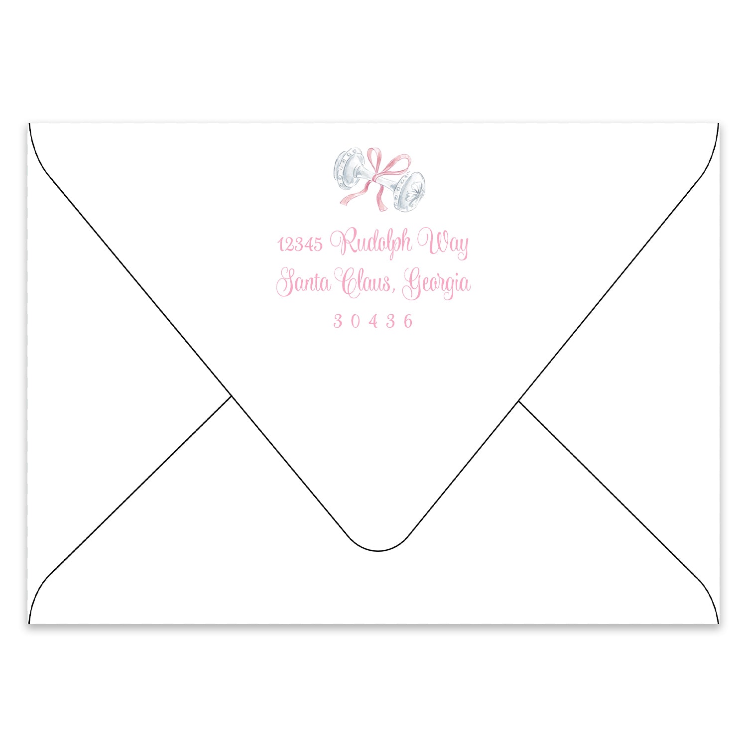 Merry Little Christmas Crest Holiday Photo Card Address Printing Add-On, Pink