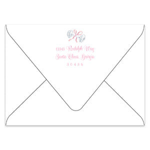 Merry Little Christmas Crest Holiday Photo Card Address Printing Add-On, Pink