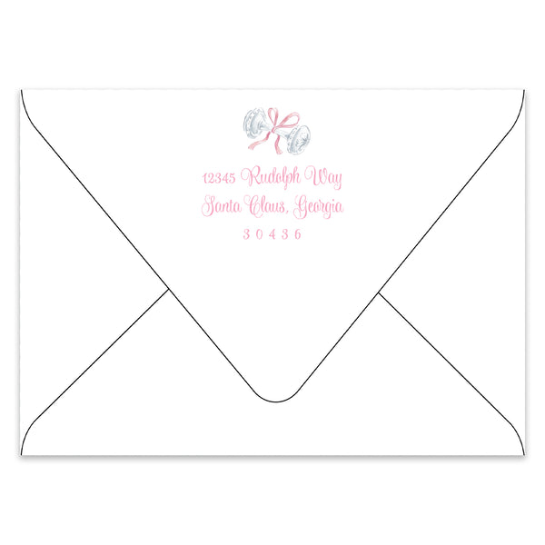 Merry Little Christmas Crest Holiday Photo Card Address Printing Add-On, Pink