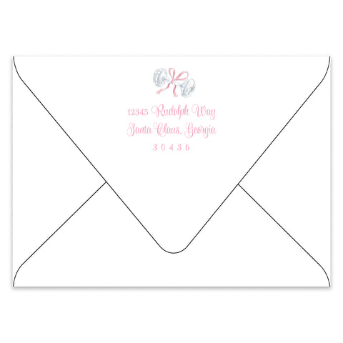 Merry Little Christmas Crest Holiday Photo Card Address Printing Add-On, Pink