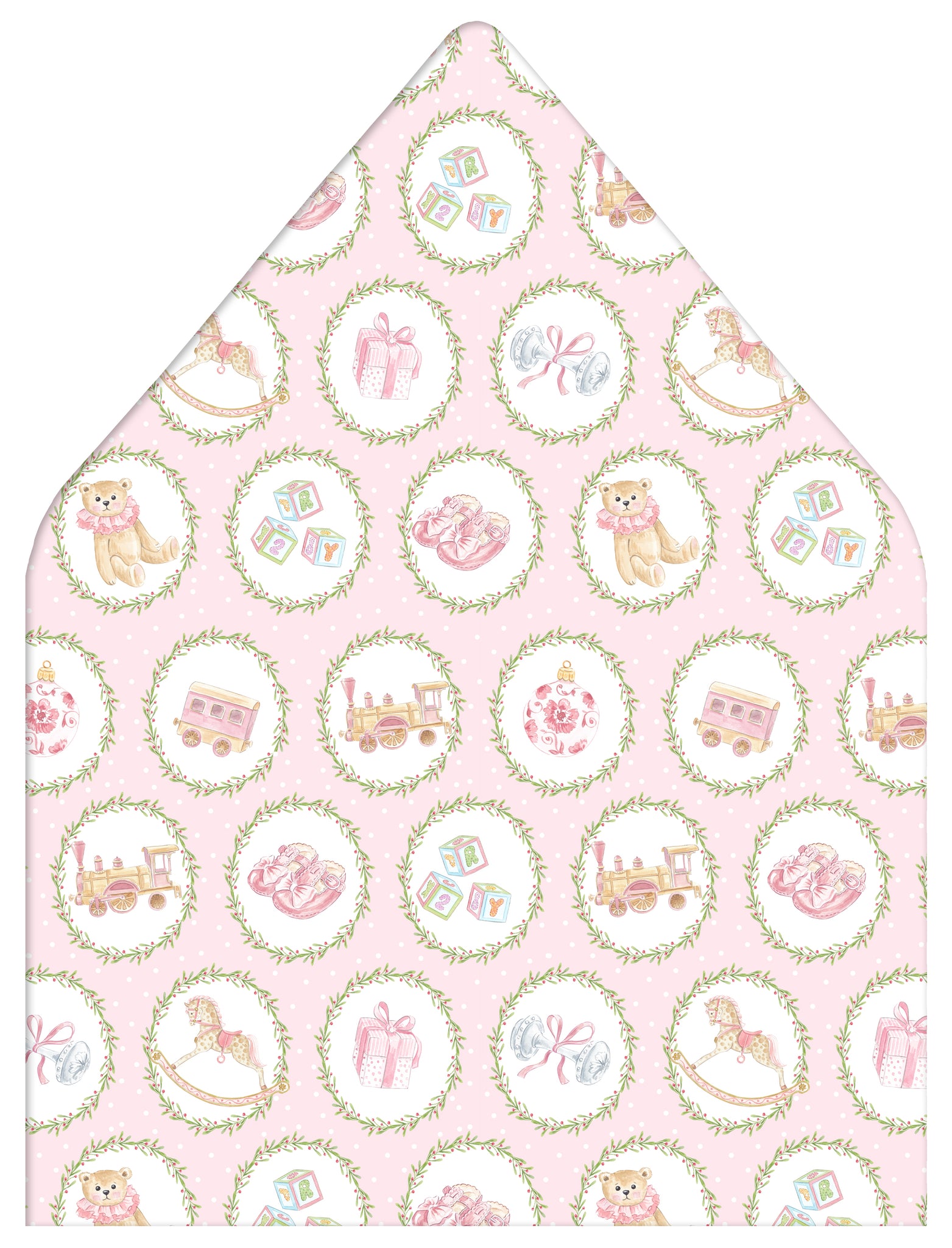 Merry Little Christmas Crest Holiday Photo Card Envelope Liner Add-On, Pink
