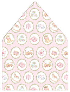 Merry Little Christmas Crest Holiday Photo Card Envelope Liner Add-On, Pink