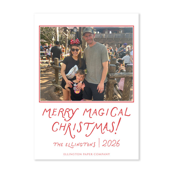 Magical Christmas Vertical Holiday Photo Card, Red