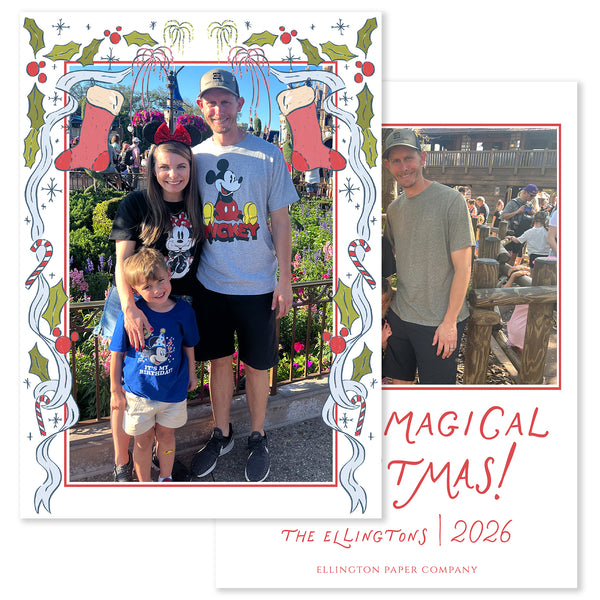 Magical Christmas Vertical Holiday Photo Card, Red
