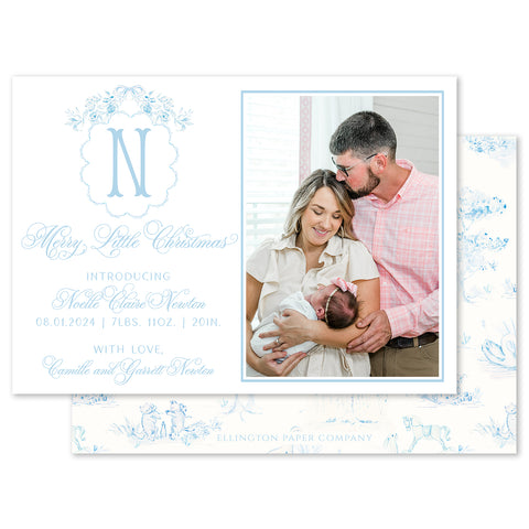 Merry Little Christmas Holiday Photo Card, Blue