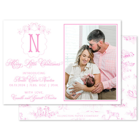 Merry Little Christmas Holiday Photo Card, Pink