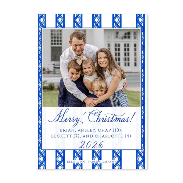 Natale Garden Vertical Holiday Photo Card, Blue