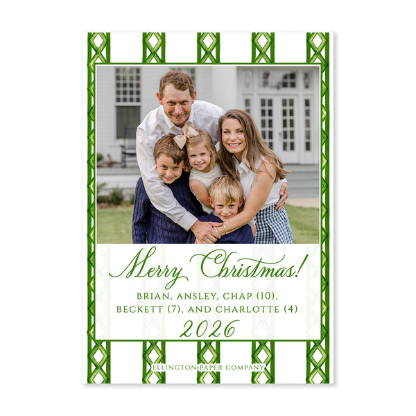 Natale Garden Vertical Holiday Photo Card, Green