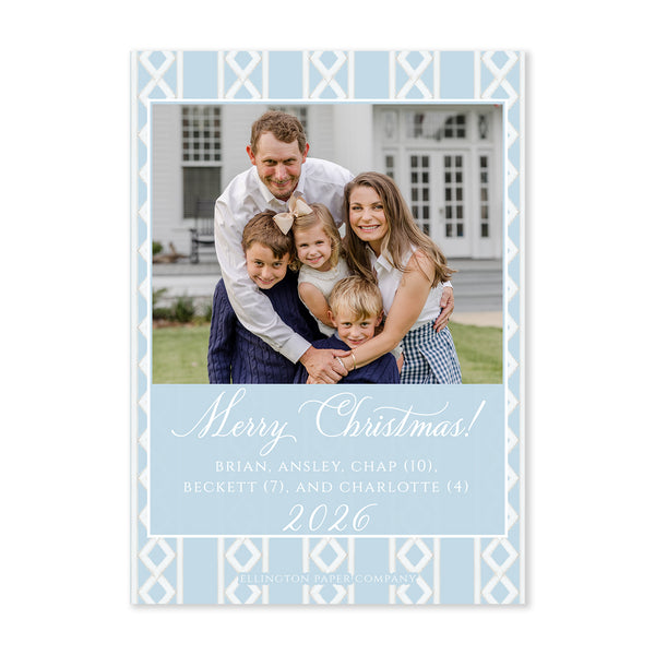Natale Garden Vertical Holiday Photo Card, Light Blue
