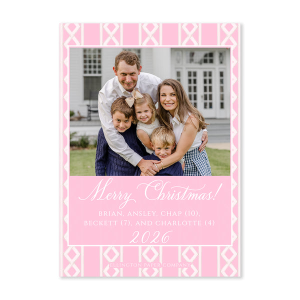 Natale Garden Vertical Holiday Photo Card, Pink