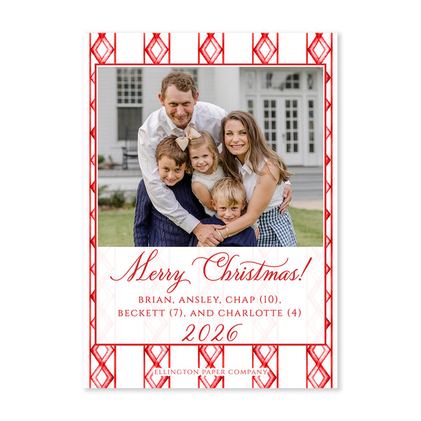 Natale Garden Vertical Holiday Photo Card, Red