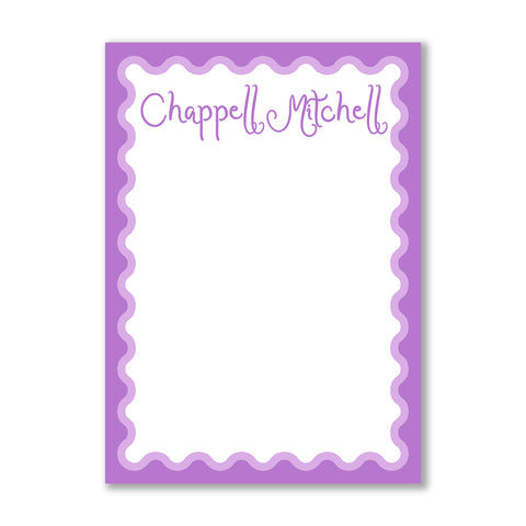 Purple Scallop Notepad, Script