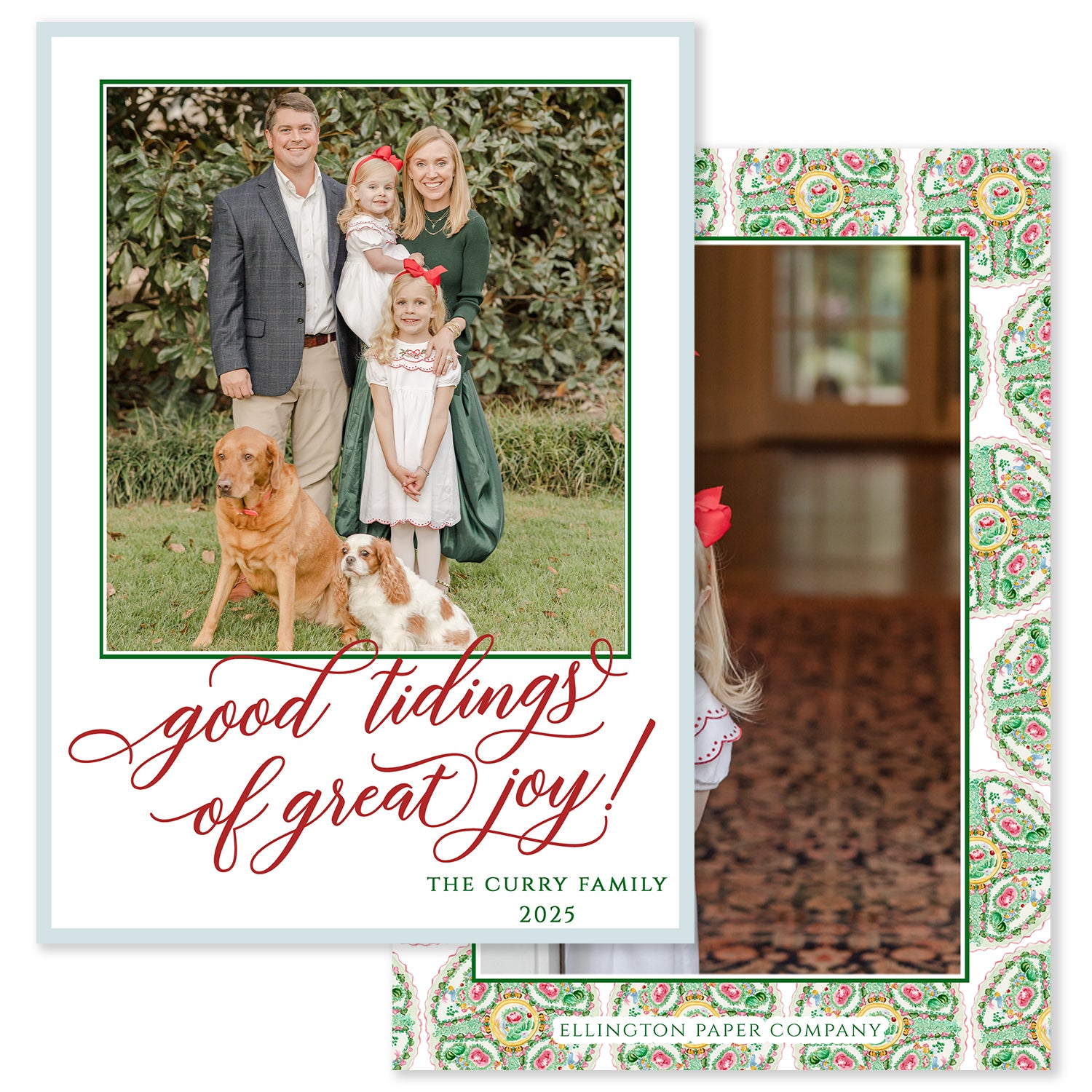 Rose Medallion Vertical Holiday Photo Card