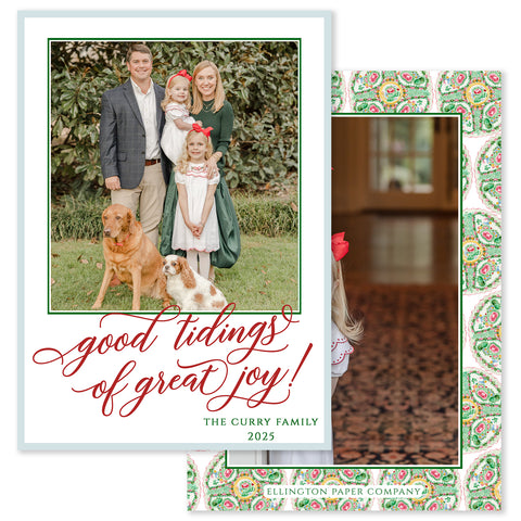 Rose Medallion Vertical Holiday Photo Card