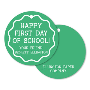 Back to School Circle Gift Tags and Stickers, Green